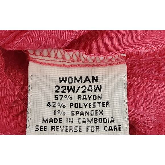 Pink Crinkled Round Neck Sleeveless Top 22W 24W Plus Lightweight Soft Stretchy - Picture 4 of 4